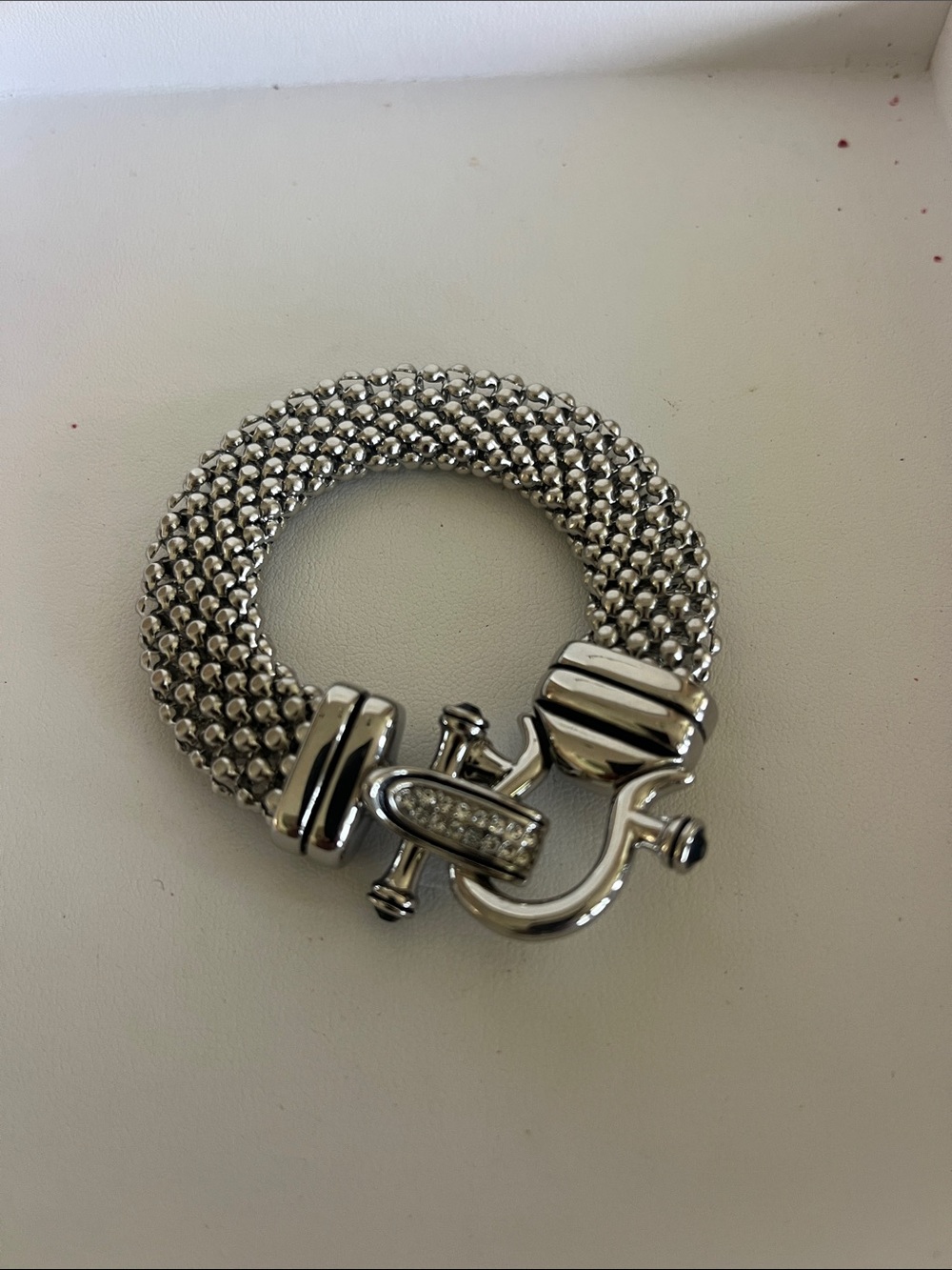 DSMK stainless steel mesh bracelet rhinestone clasp 7.5"